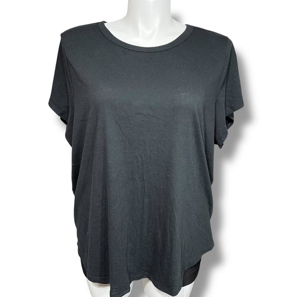 SO Womens T Shirt Top Short Sleeve Round Neck Soft Stretchy Solid Black 3X